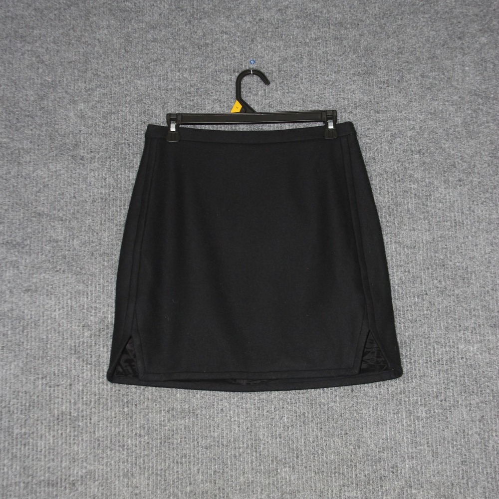 J. Crew Mini Skirt Womens 4 Black‎ Wool Blend Side Slit Lined Casual Preppy
